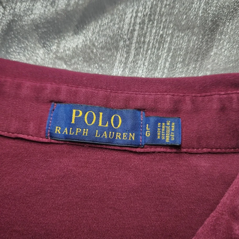 Polo Ralph Lauren Mens Burgundy Maroon Short Sleeve Cotton Polo Shirt L Preppy